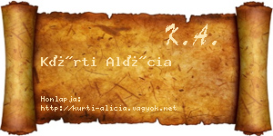 Kürti Alícia névjegykártya